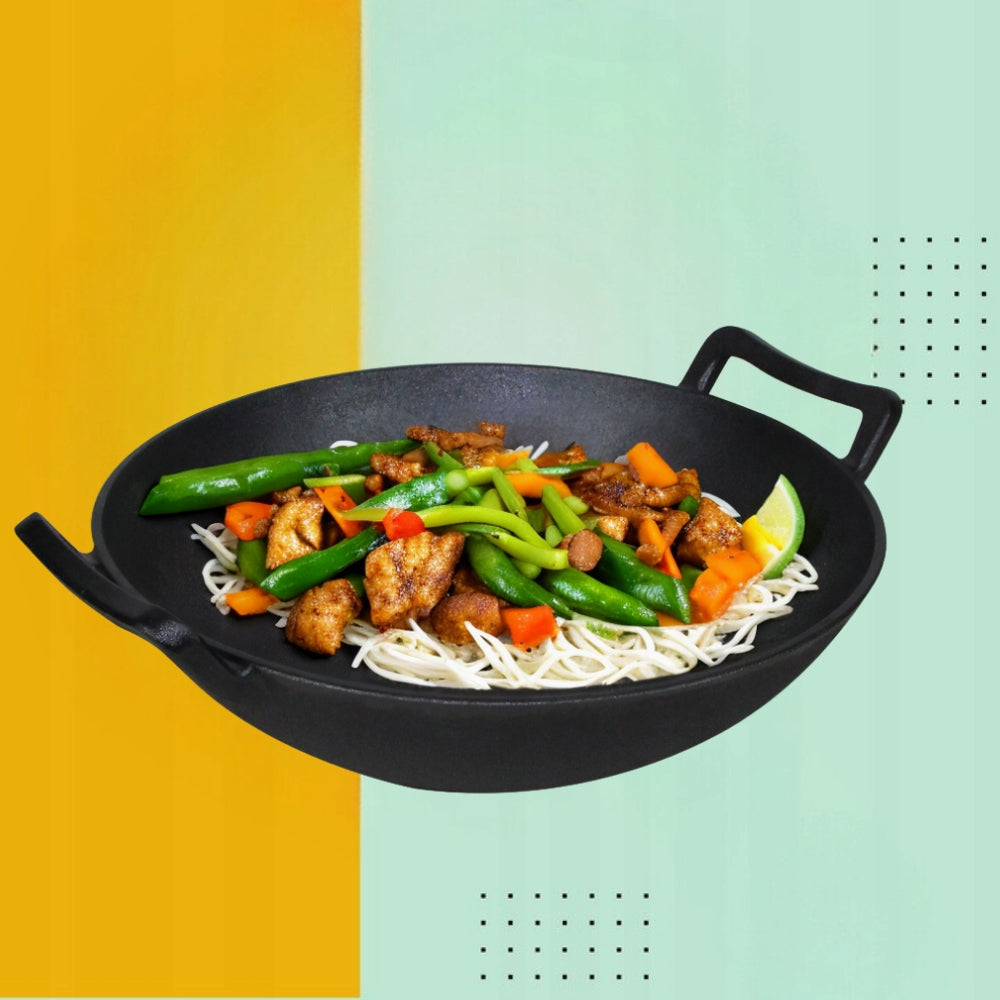 CAST IRON WOK 36 CM LARGE FOR INDUCTION COOKER FIREPLACE CAST IRON PAN Manufacturer code Wok 36 cm