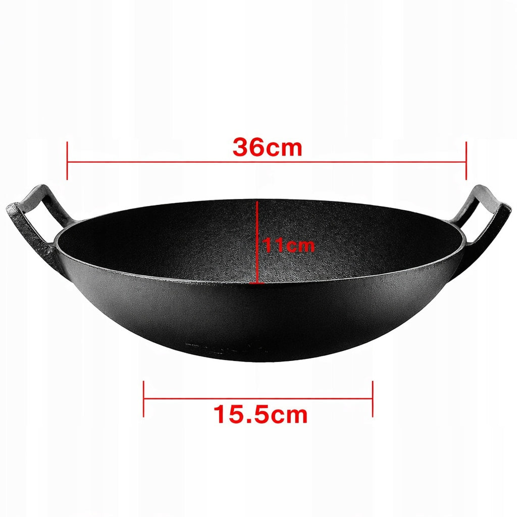 CAST IRON WOK 36CM FOR STOVE, INDUCTION AND FIREPLACE LARGE PAN SOLID WOK Manufacturer code 5905399714567