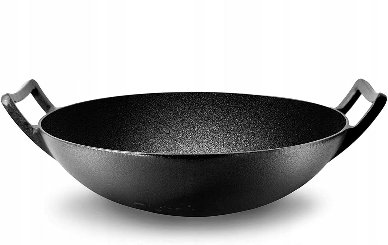 CAST IRON WOK 36CM LARGE FOR INDUCTION COOKER FIREPLACE CAST IRON PAN WOK Packaging status original