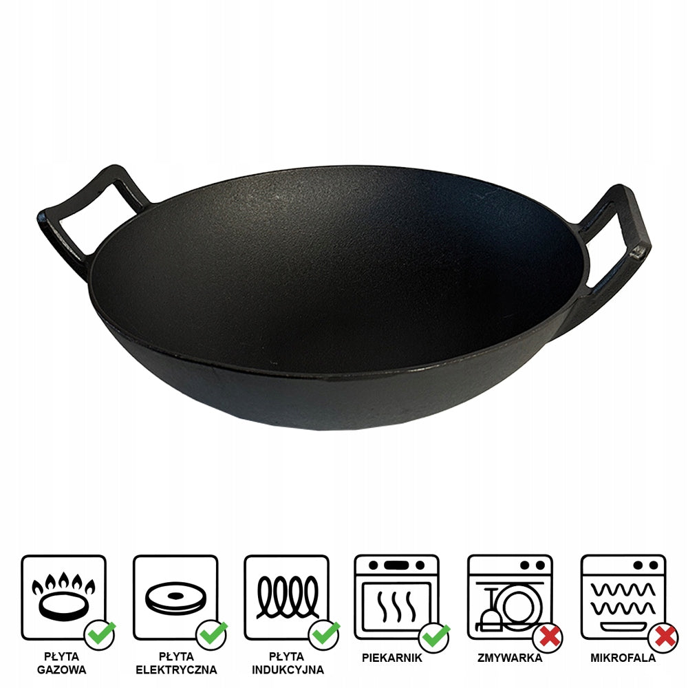 CAST IRON WOK LARGE FOR INDUCTION COOKER FIREPLACE CAST IRON PAN 36 CM Manufacturer code 5905399714093