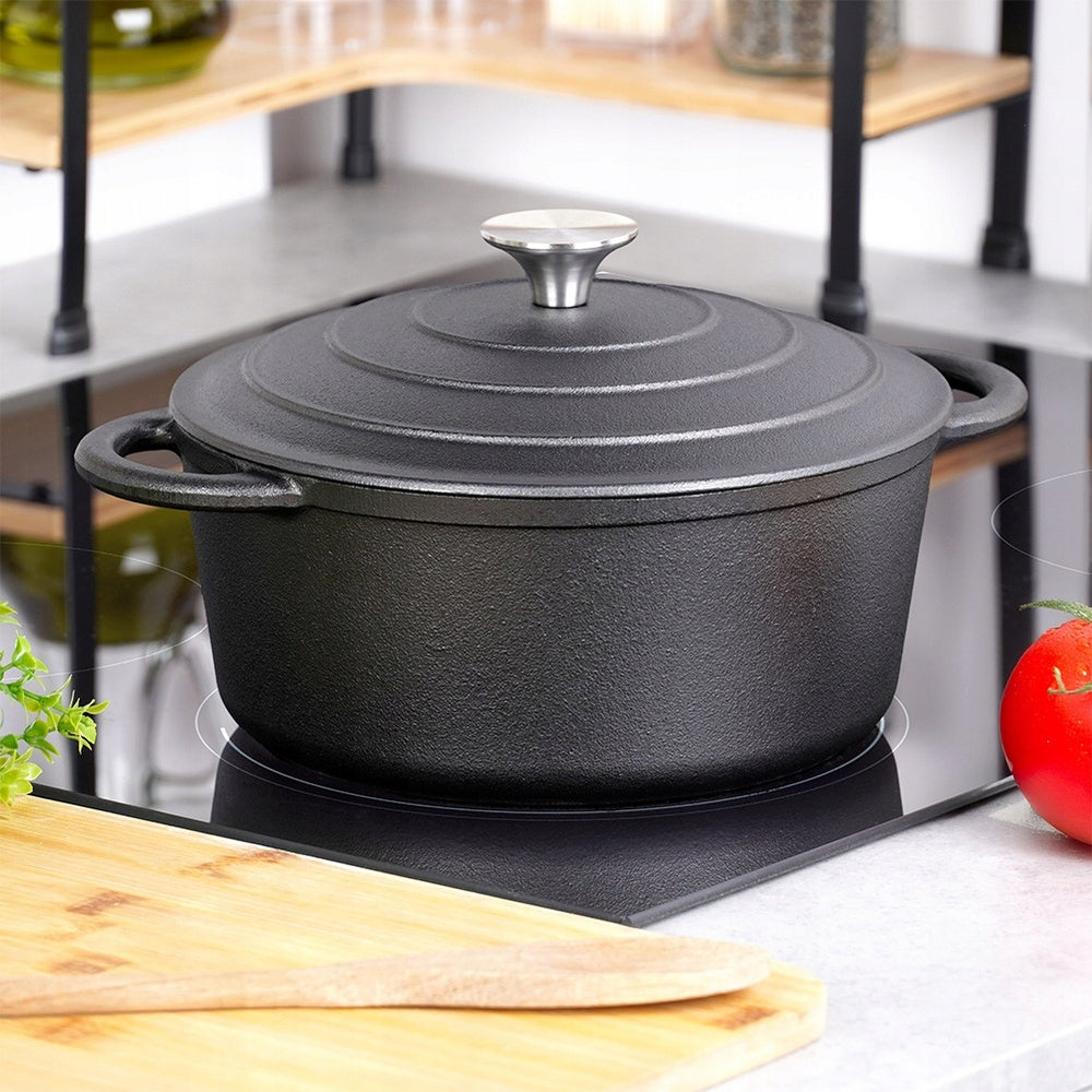 CAST IRON pot with lid cauldron pan round 22 cm 2,6L Packaging status original