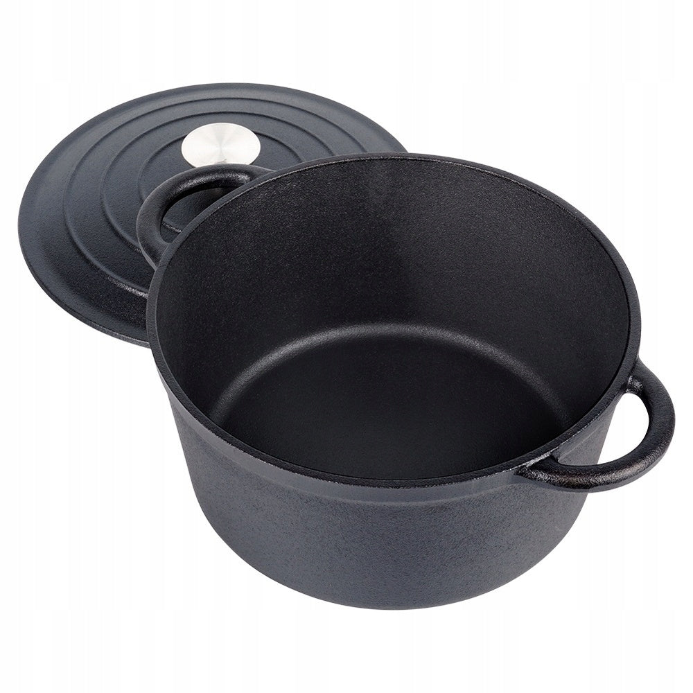 CAST IRON pot with lid cauldron pan round 24 cm 3,9L Capacity 3.9 l