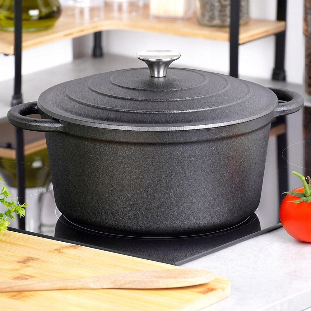 CAST IRON pot with lid cauldron pan round 24 cm 3,9L Packaging status original