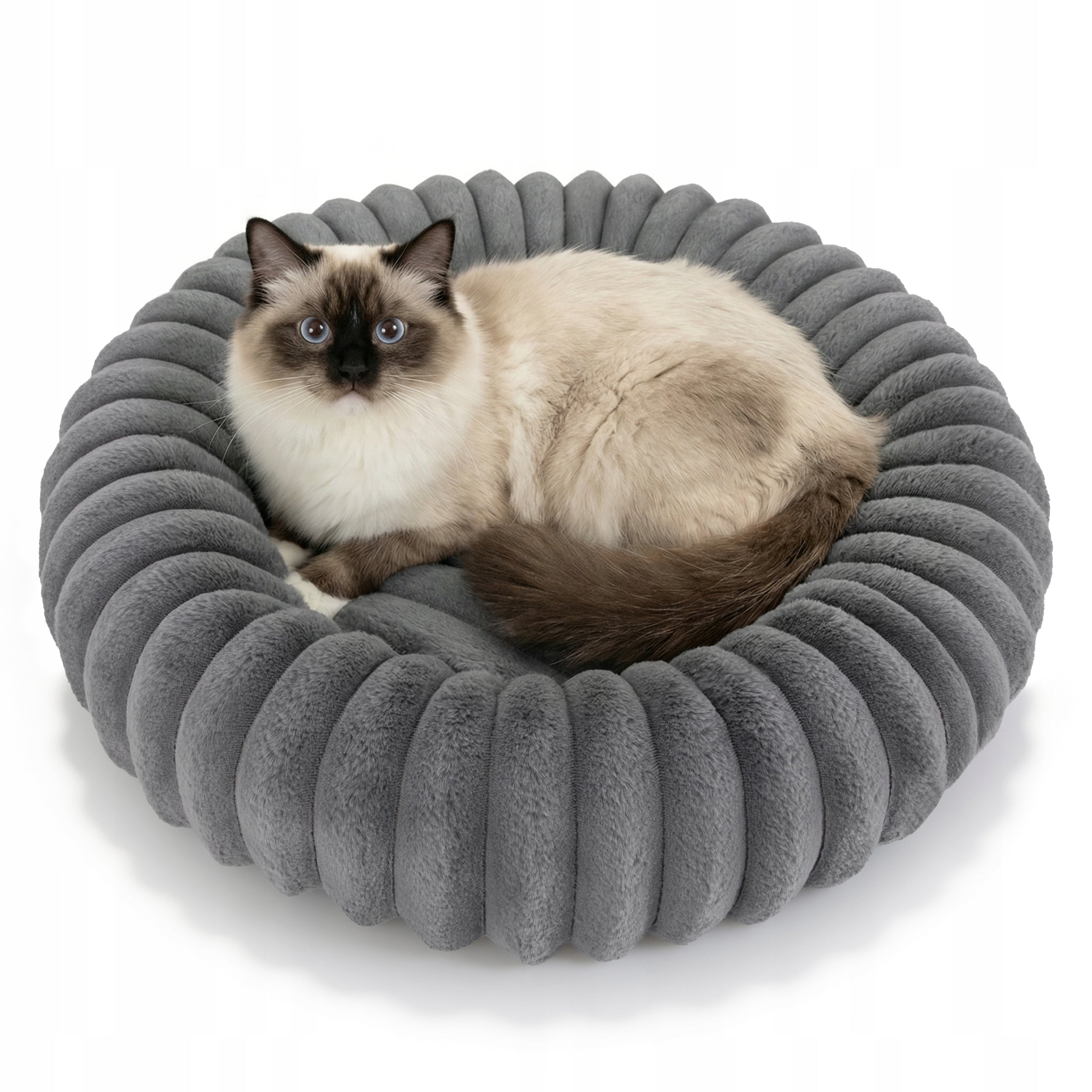 CAT AND DOG BED ROUND 60 CM SOFT ENVELOPING RABBIT FUR Kind bed
