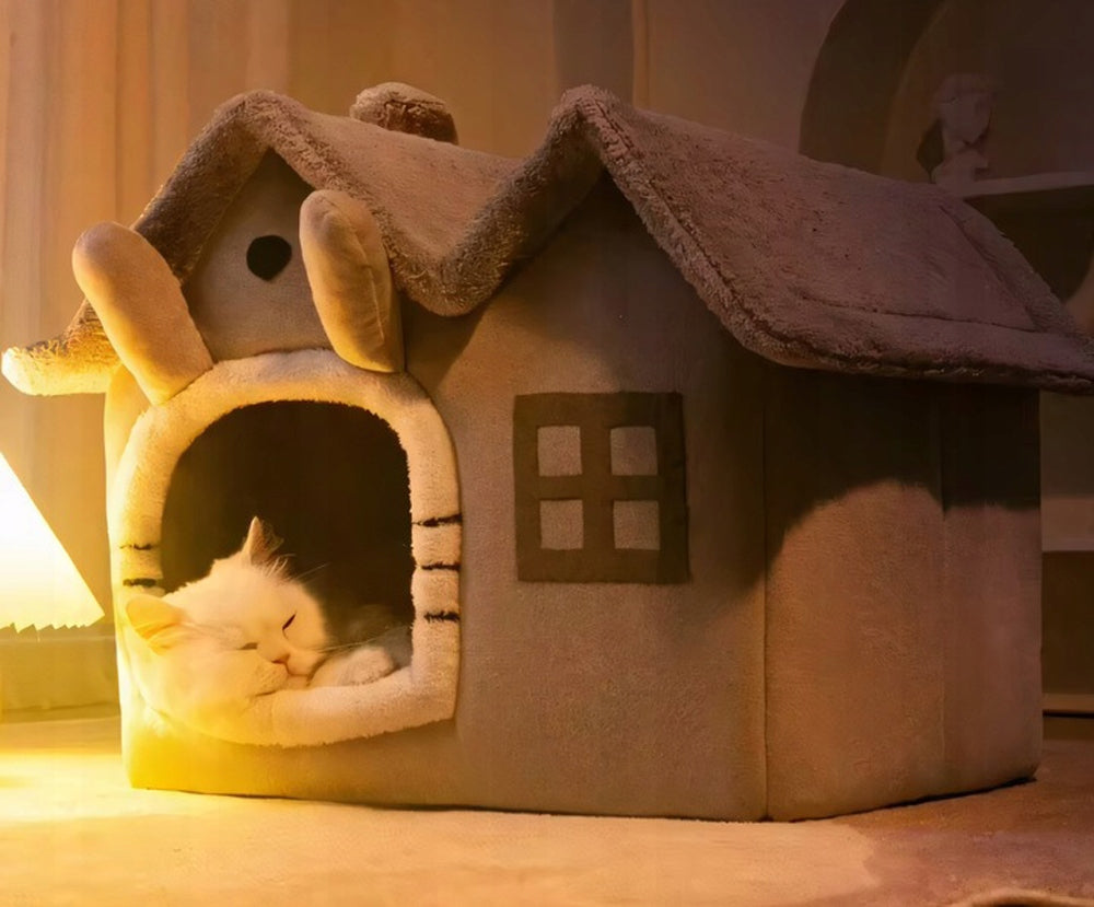 CAT BED COTTAGE PLAYPEN PLUSH PILLOW BEDDING KENNEL Packaging status original