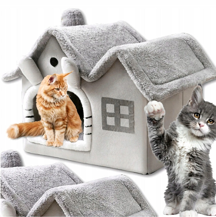CAT BED COTTAGE PLAYPEN PLUSH PILLOW BEDDING KENNEL