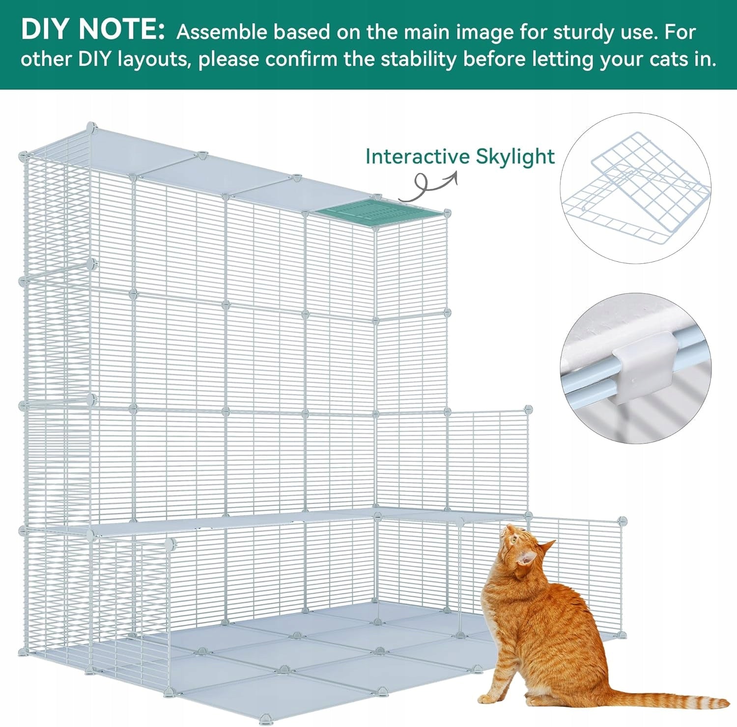 CAT CAGE LARGE 3 STOREY FLOORS FOR KITTENS WITH PIG FERRET HAMMOCK Color white