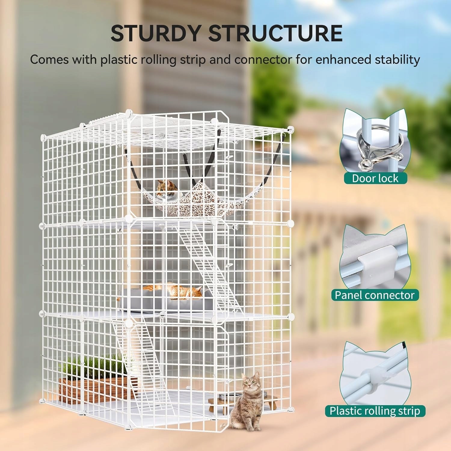 CAT CAGE LARGE 3 STOREY FLOORS FOR KITTENS WITH PIG FERRET HAMMOCK Length 72 cm