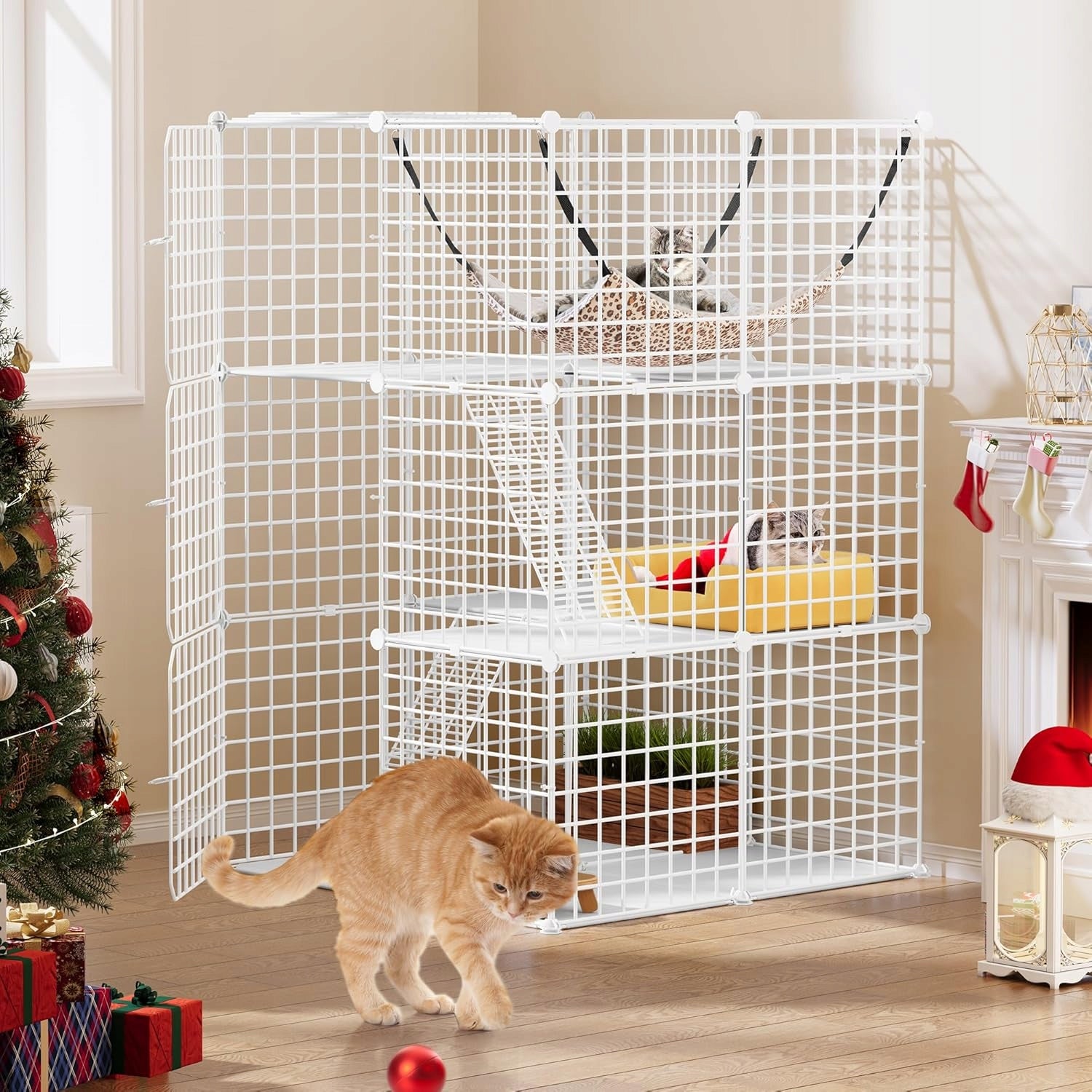 CAT CAGE LARGE 3 STOREY FLOORS FOR KITTENS WITH PIG FERRET HAMMOCK