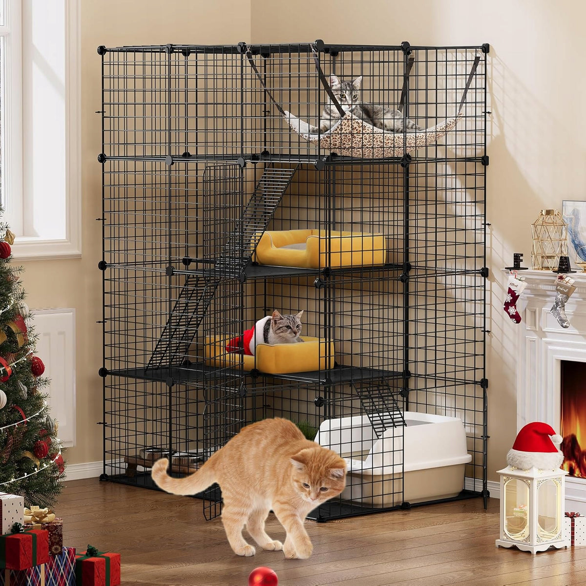CAT CAGE LARGE 4 STOREY FLOORS FOR KITTENS WITH FERRET PIG HAMMOCK