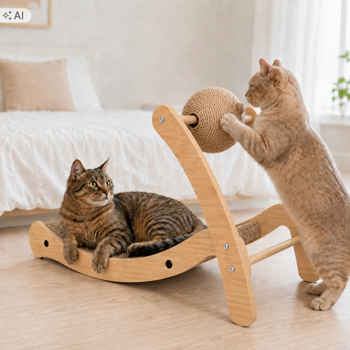CAT CARDBOARD SCRATCHING POST LARGE TOY BED LOUNGER WITH SISAL BALL Manufacturer code DT-09 DRAPAK TEKTUROWY DLA KOTA Z PIŁKĄ