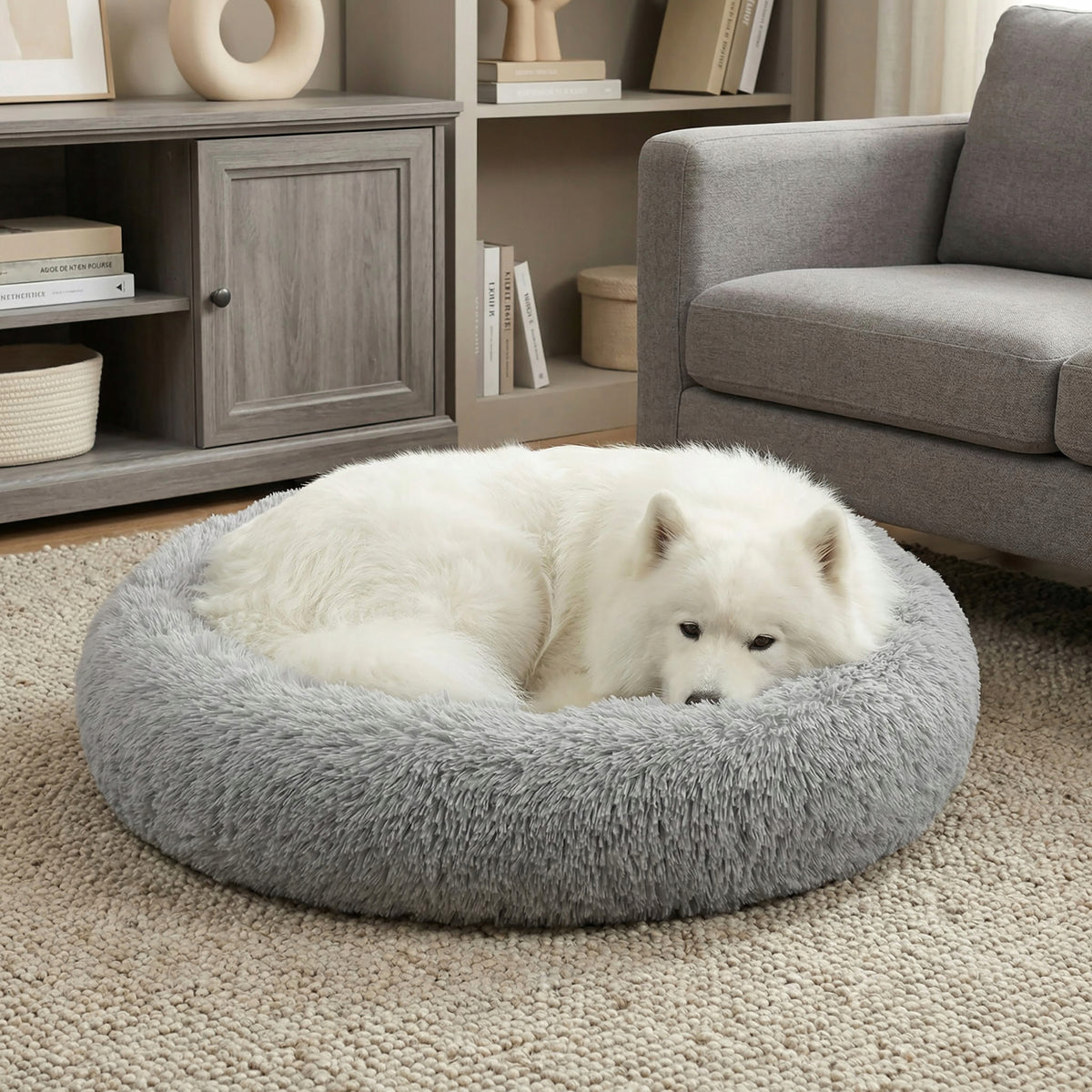 CAT DOG BED SOFT HAIRY BEDDING PILLOW SHAGGY LARGE 90 CM Packaging status original