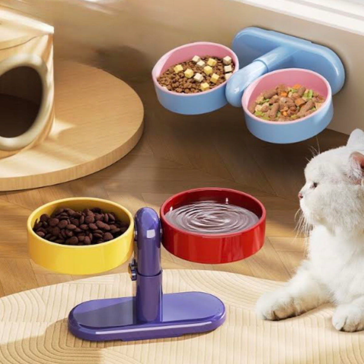 CAT DOG BOWL DOUBLE ADJUSTABLE STAND SET OF 2 RAISED BOWLS Manufacturer code MISKA DLA KOTA MAŁEGO PSA PODWÓJNA