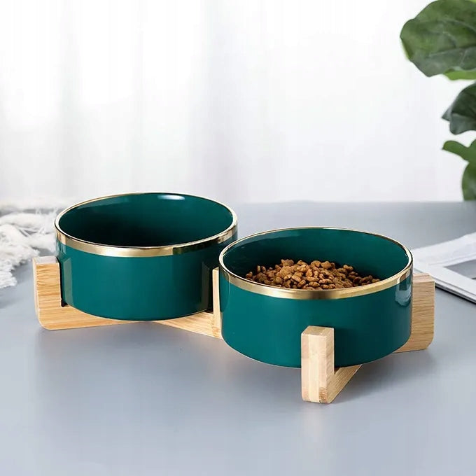 CAT DOG BOWL DOUBLE CERAMIC 2 x 400ml ON STAND GLAMOUR Manufacturer code MISKA MISKI CERAMICZNE DLA PSA KOTA PODWÓJNA