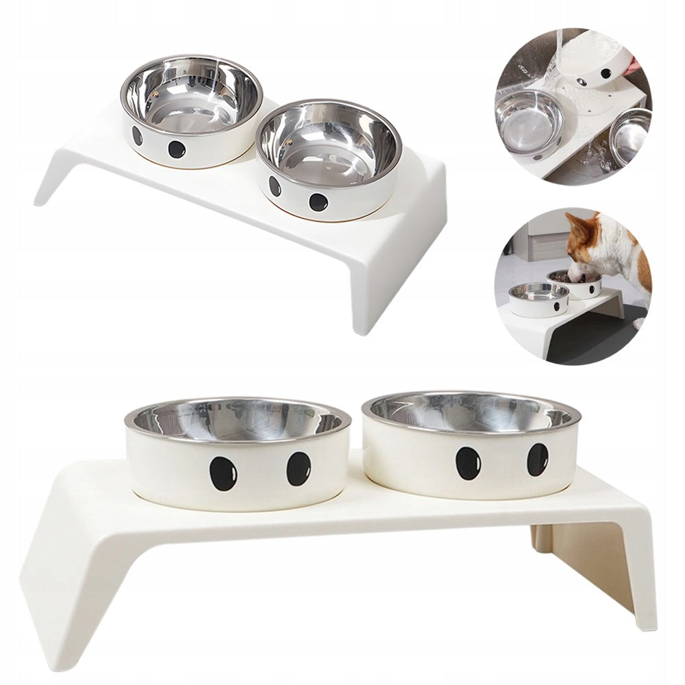 CAT DOG BOWL DOUBLE ON STAND, BOWLS ON STAND, FEEDER