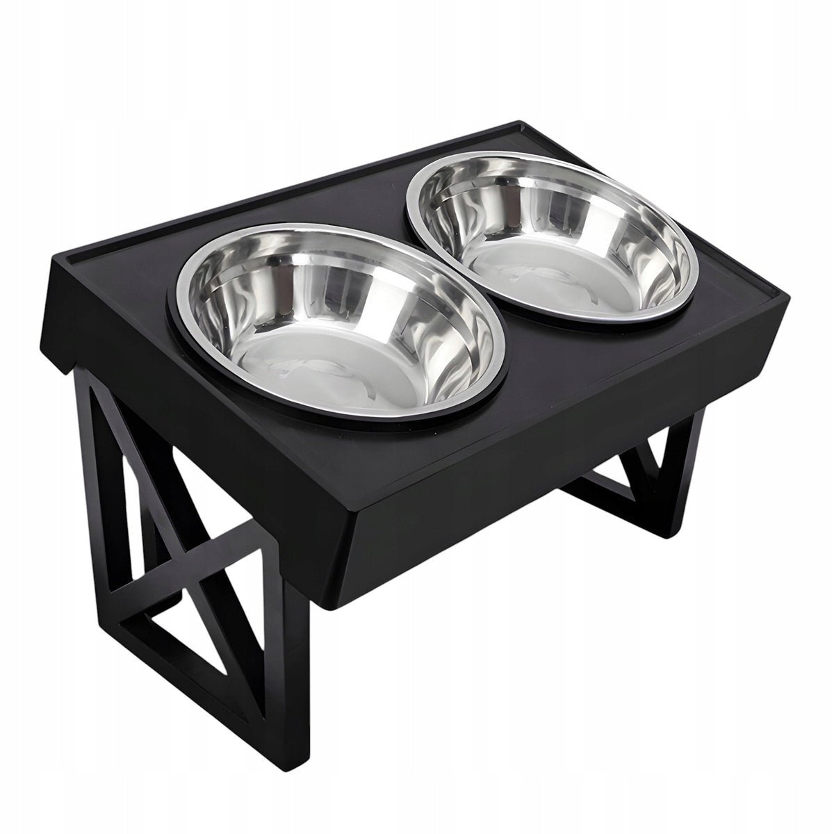 CAT DOG BOWL DOUBLE ON STAND WITH ELEVATION BOWL SET STEEL