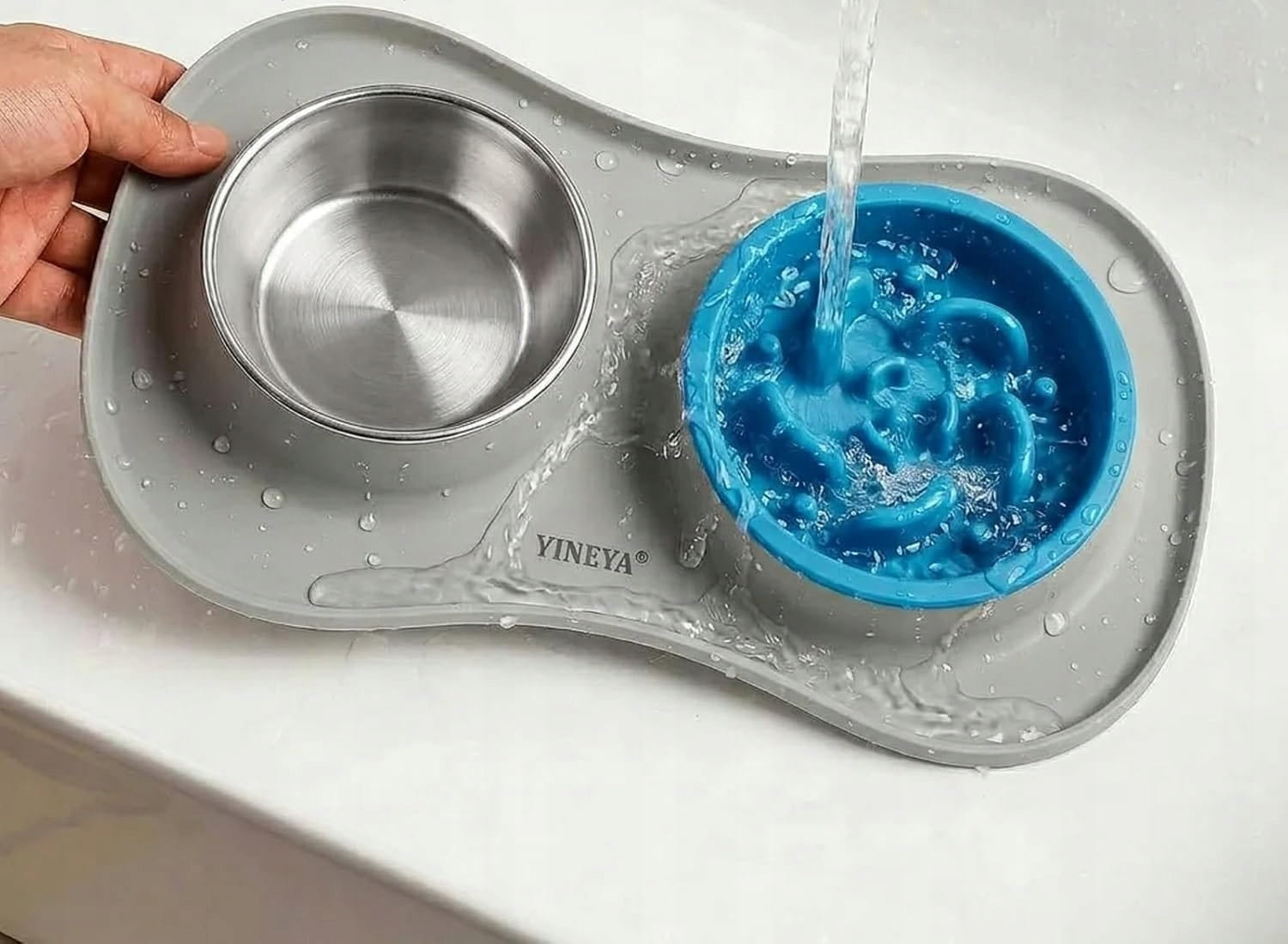 CAT DOG BOWL SET SILICONE MAT SLOWING BOWL Brand no brand