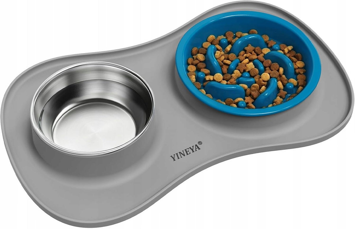 CAT DOG BOWL SET SILICONE MAT SLOWING BOWL