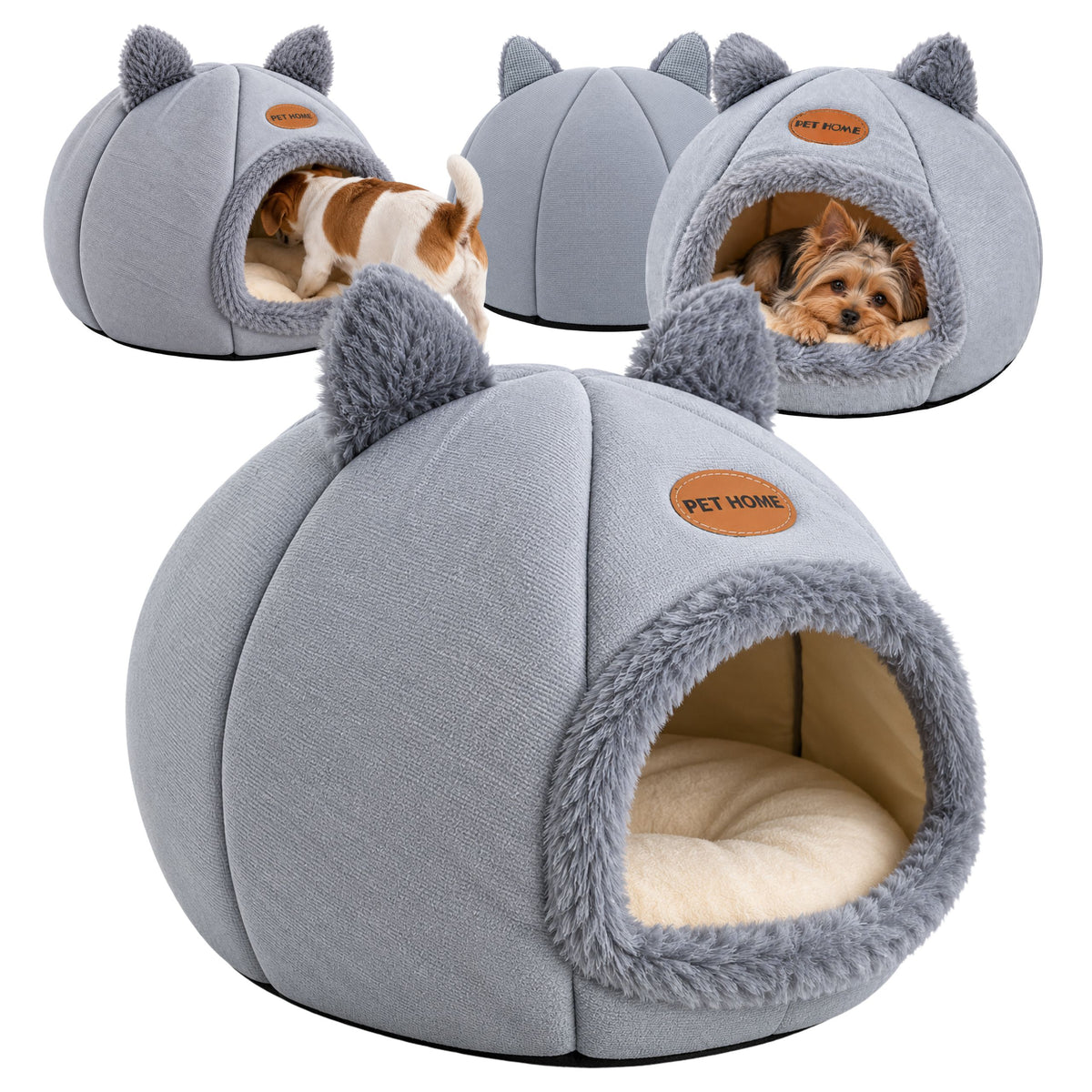 CAT DOG HOUSE WARM BED PILLOW BOOTH PLUSH WITH EARS