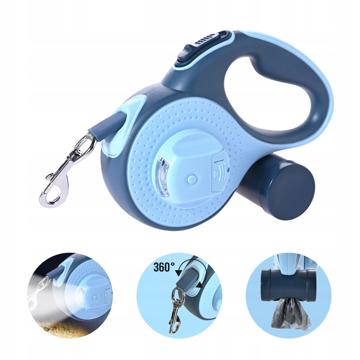 CAT DOG LEASH AUTOMATIC TAPE STRONG 5M FLASHLIGHT BAG CONTAINER N