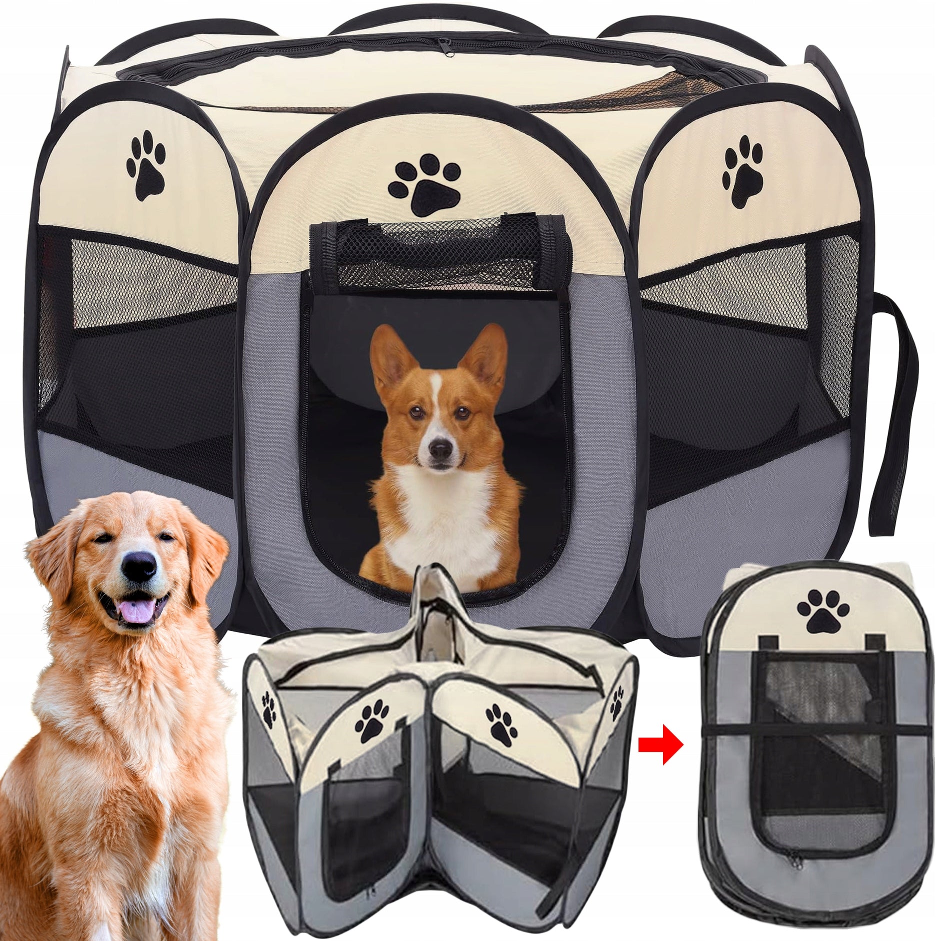 CAT DOG PET PLAYPEN FOR HOME FOLDING VENTILATION WATERPROOF 75x75cm