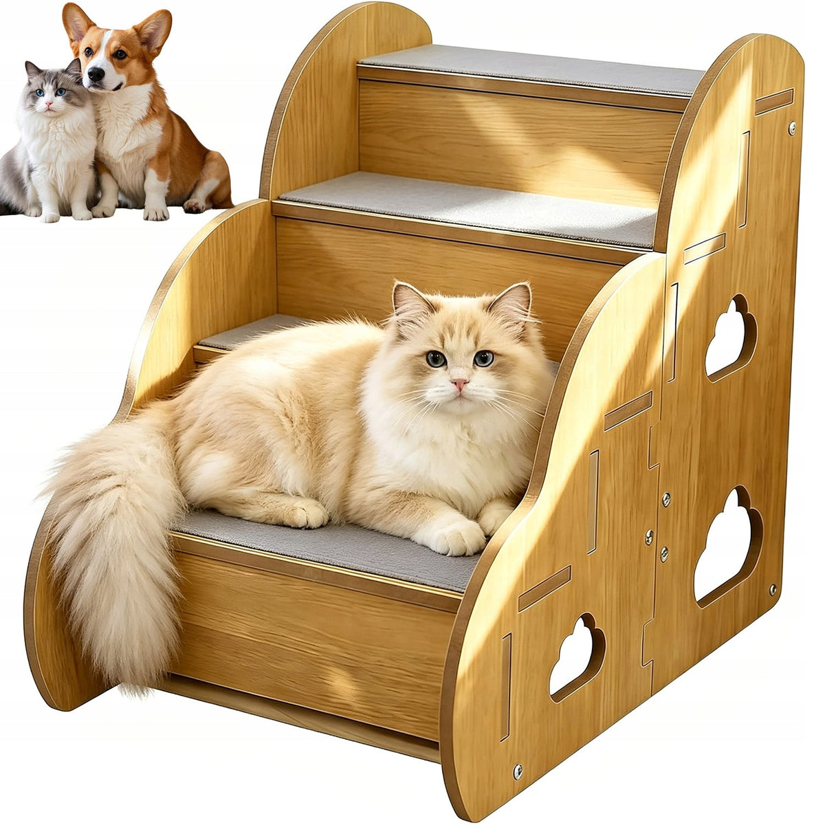 CAT DOG STAIRS 4 DEGREES NON-SLIP WOODEN PLATFORM FOR SOFA