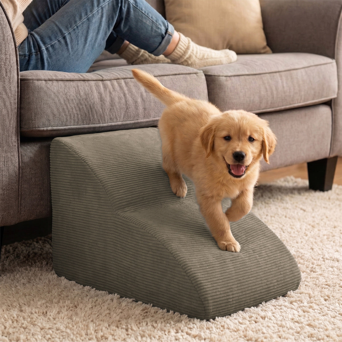 CAT DOG STAIRS TO BED PLATFORM 2 DEGREES 30 CM CORDUROY BROWN Packaging status original