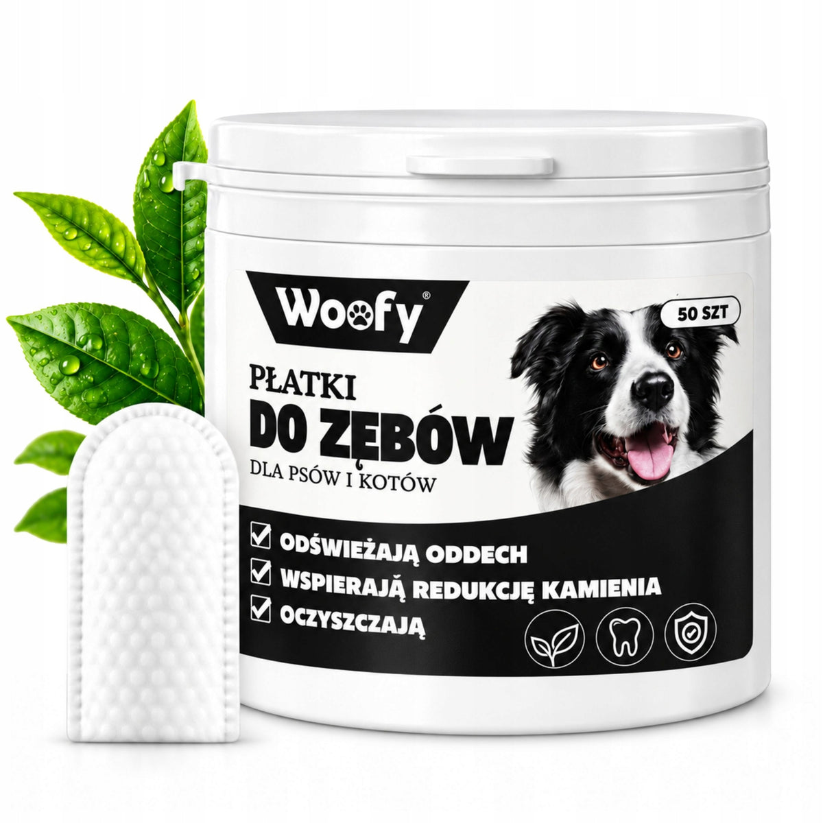 CAT DOG TEETH CLEANING PADS FINGER FLAKES WOOFY 50PCS