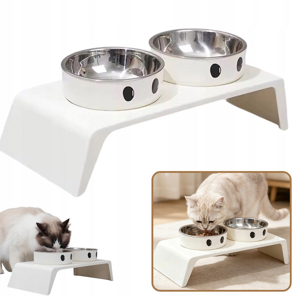 CAT FEEDING STATION RAISED CAT BOWL WITH 2 CUPS