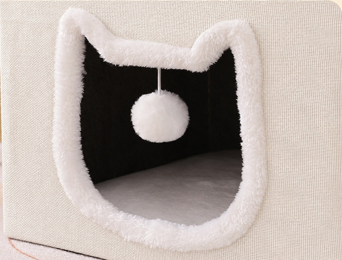 CAT HOUSE 2in1 BED WITH BOOTH FOLDING WITH SOFT PILLOWS POMPOM Manufacturer code LEG-DOMEK-01-LN