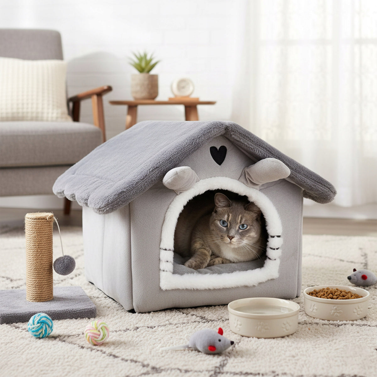 CAT HOUSE BED PLUSH BOOTH BED PILLOW GREY Manufacturer code 606235878
