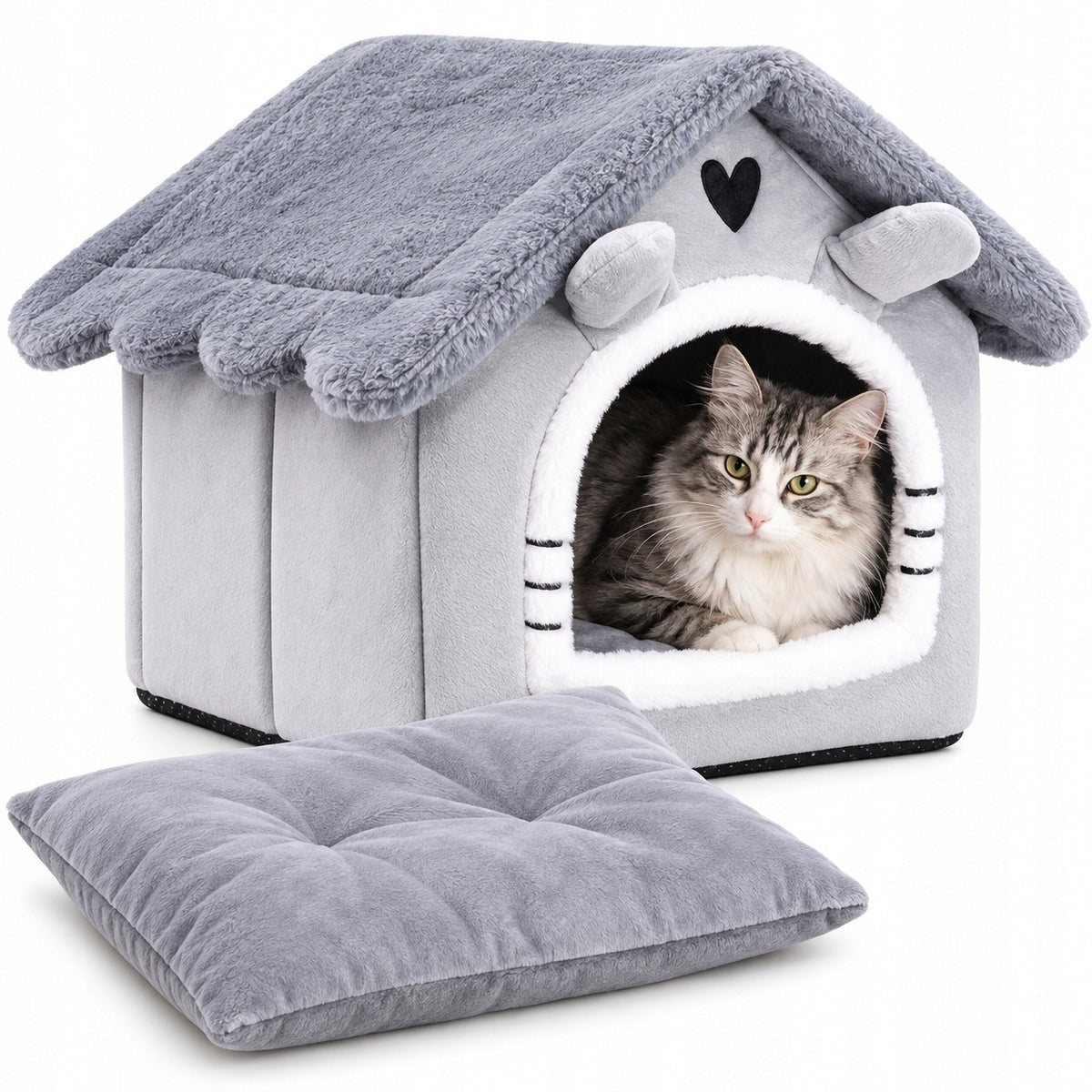 CAT HOUSE BED PLUSH BOOTH BED PILLOW GREY