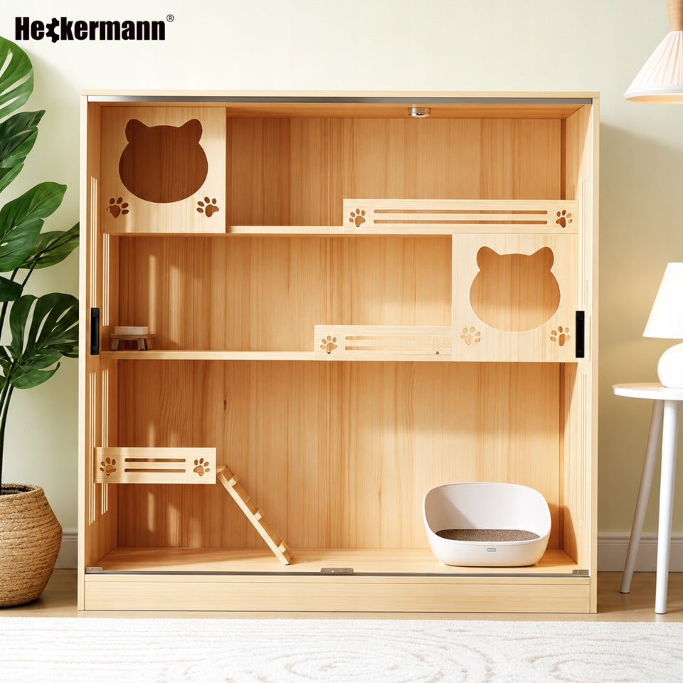 CAT HOUSE BED TOWER BOOTH 3 LEVEL HOUSE CABINET 120x120x40cm Brand Heckermann