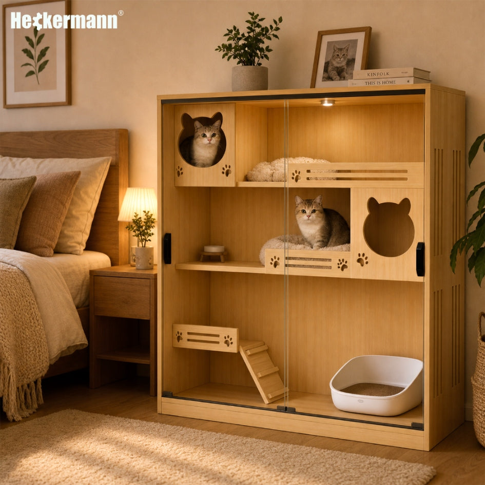 CAT HOUSE BED TOWER BOOTH 3 LEVEL HOUSE CABINET 120x120x40cm Manufacturer code Heckermann 120x120x40cm N3
