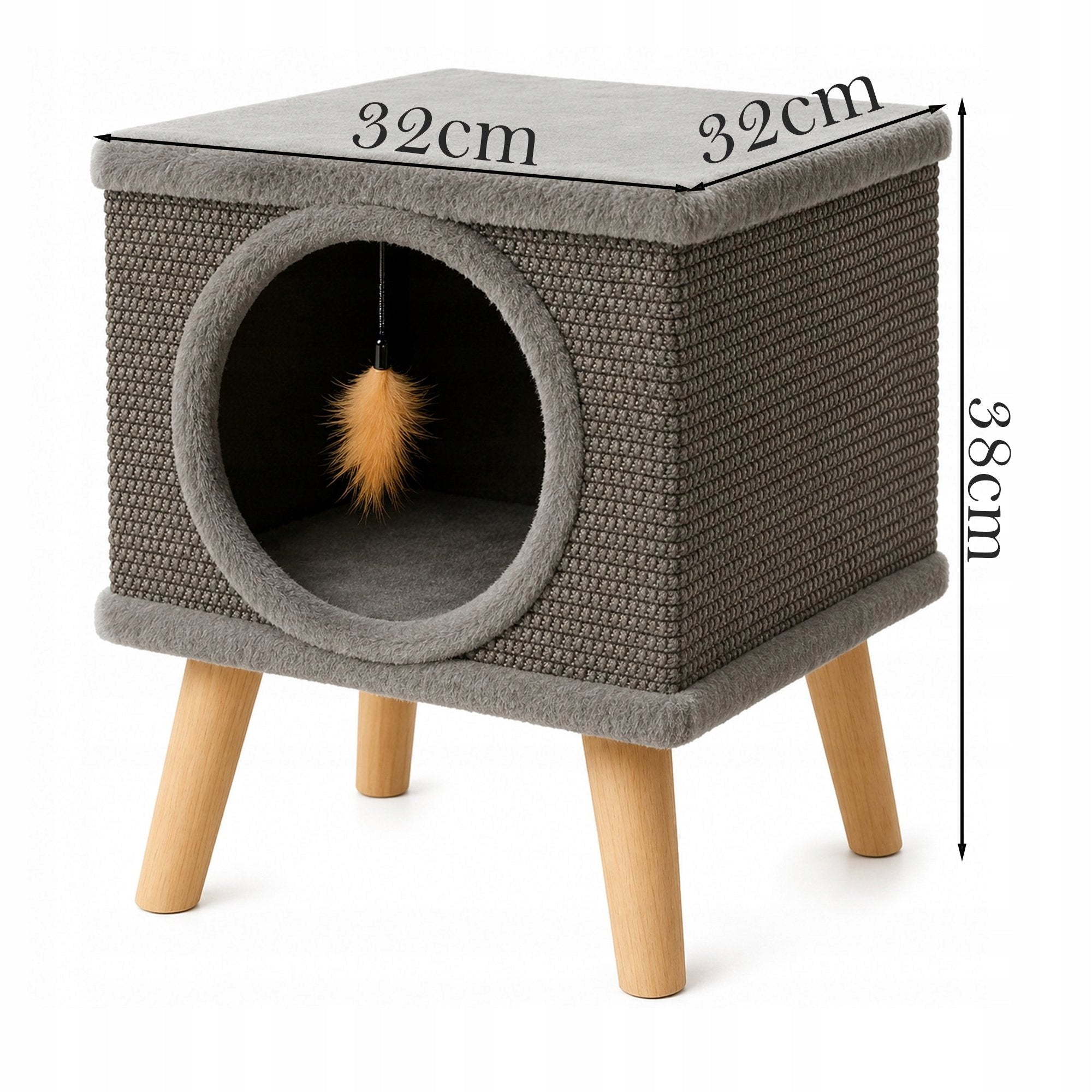 CAT HOUSE BED WITH SCRATCHING POST BOOTH LEGS TOY SCRATCHING POST 38x32x32CM Product width 32 cm