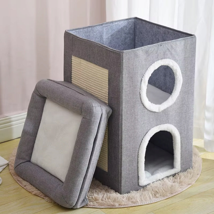 CAT HOUSE BOOTH 3-LEVEL FOLDING SCRATCHING POST TOWER BED 42x41x66CM Manufacturer code ZWI/MW/B-DOM02