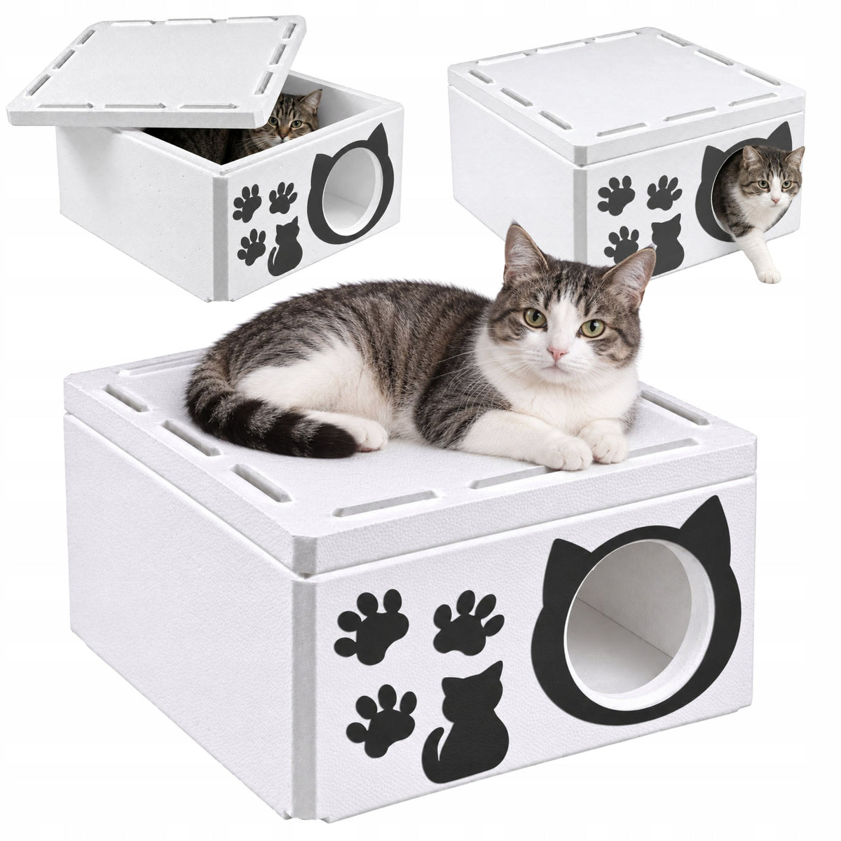 CAT HOUSE WARM BOOTH STYROFOAM BOX BED FOR WINTER