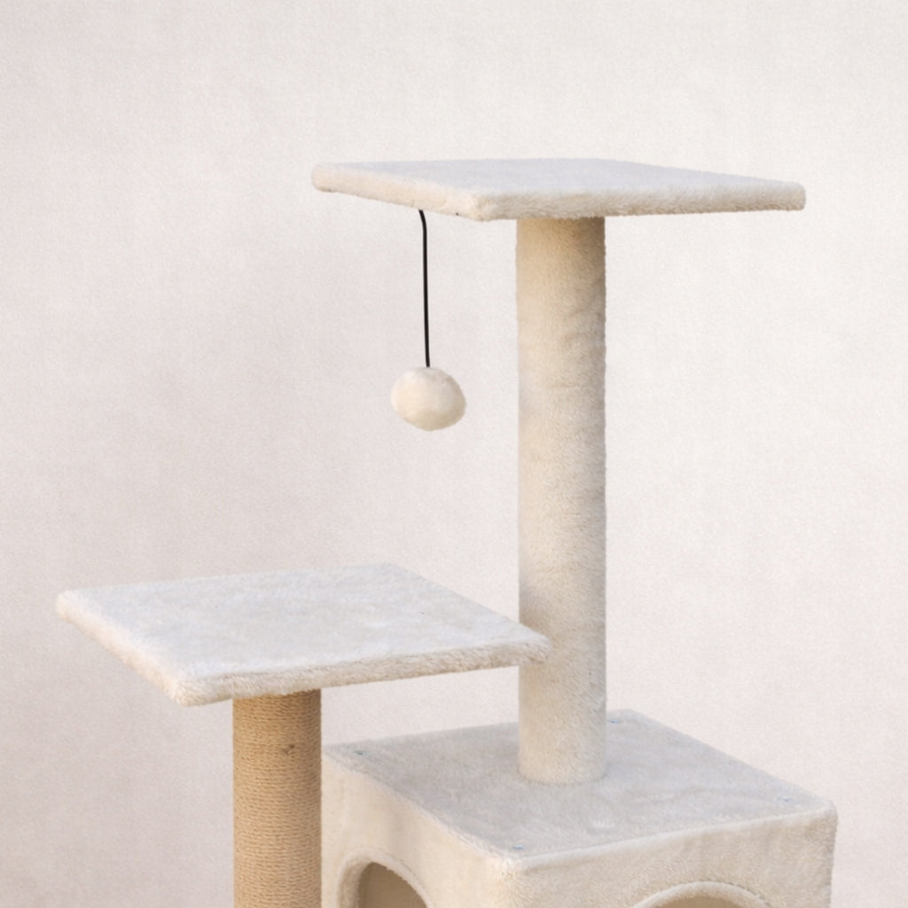 CAT SCRATCHER 125cm High House Bed Post Toy Beige Tree Color beige