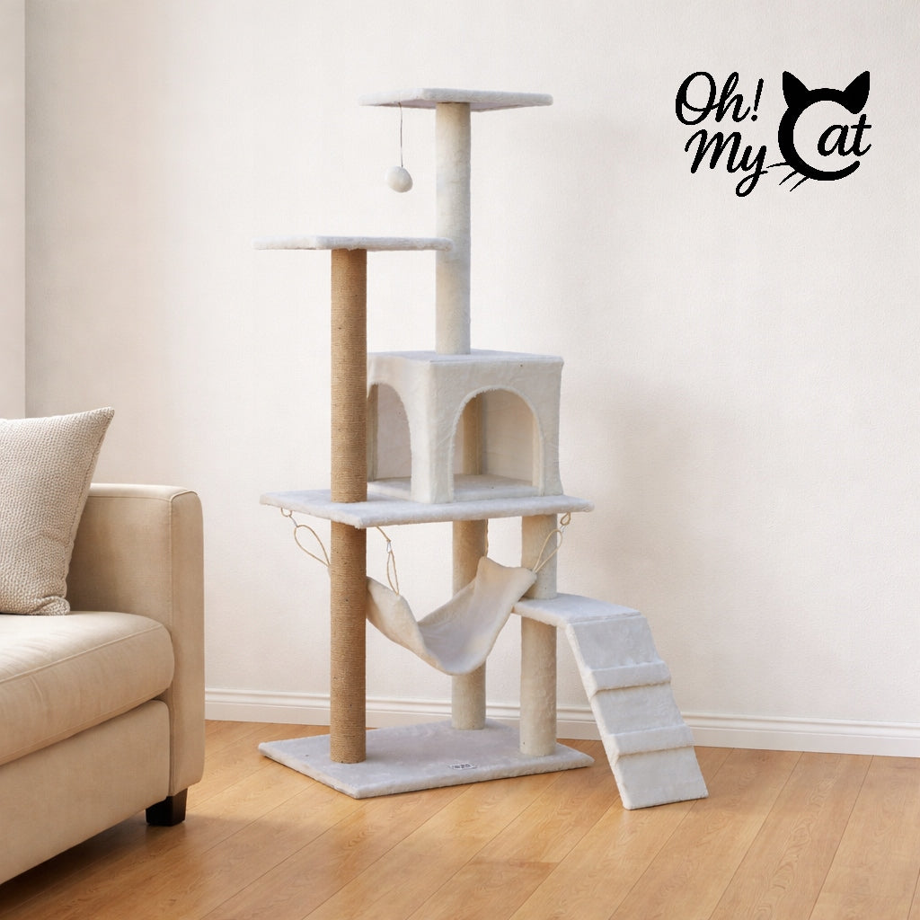 CAT SCRATCHER 125cm High House Bed Post Toy Beige Tree Packaging status original