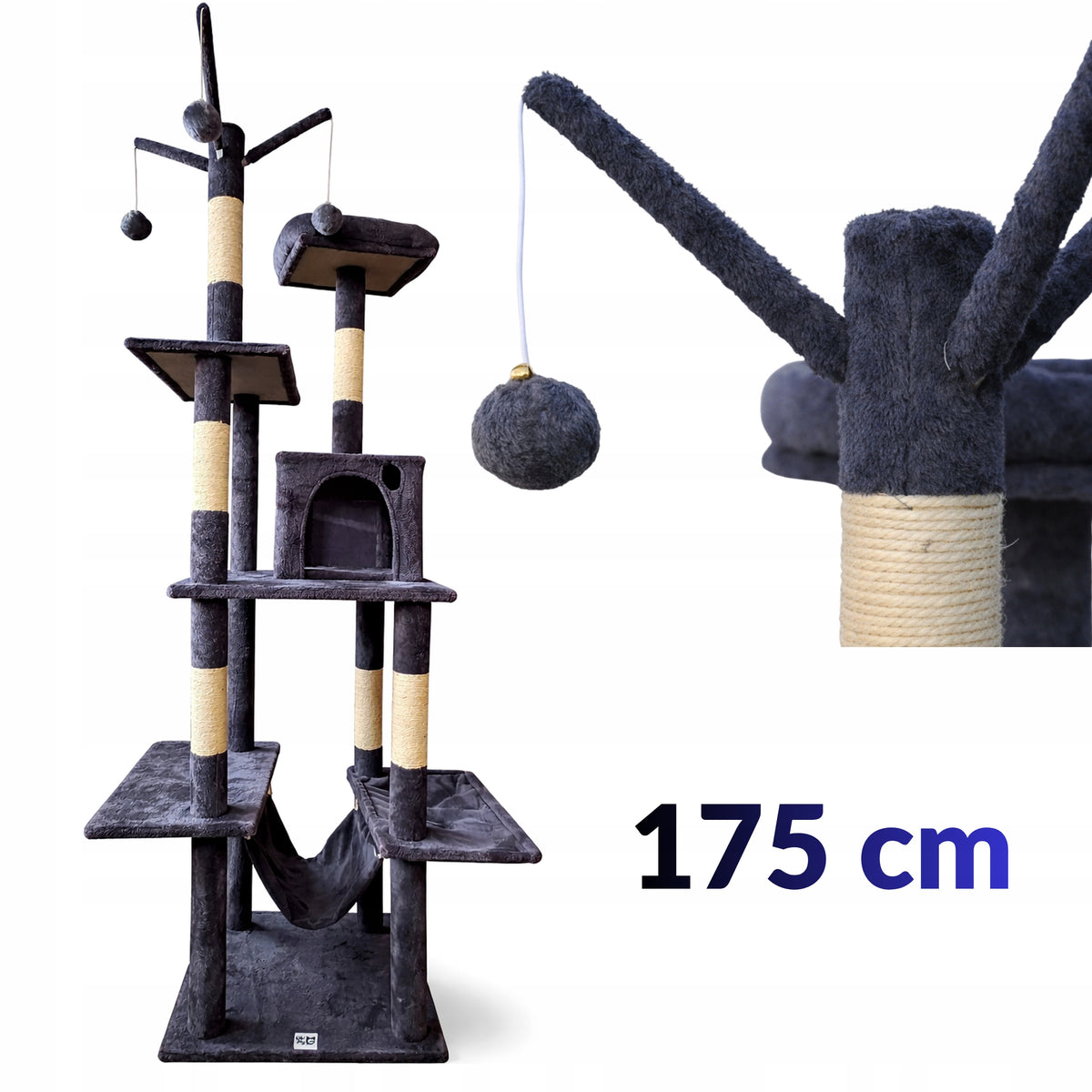 CAT SCRATCHER 175 cm Multi-level bed house hammock sisal toy