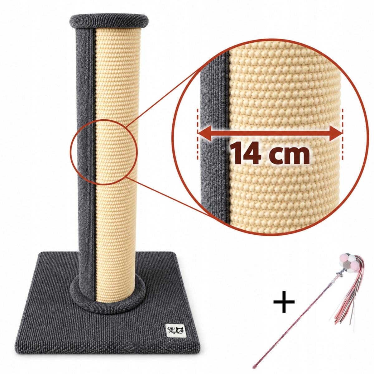 CAT SCRATCHER 74 cm THICK post 14 cm BED + Toy