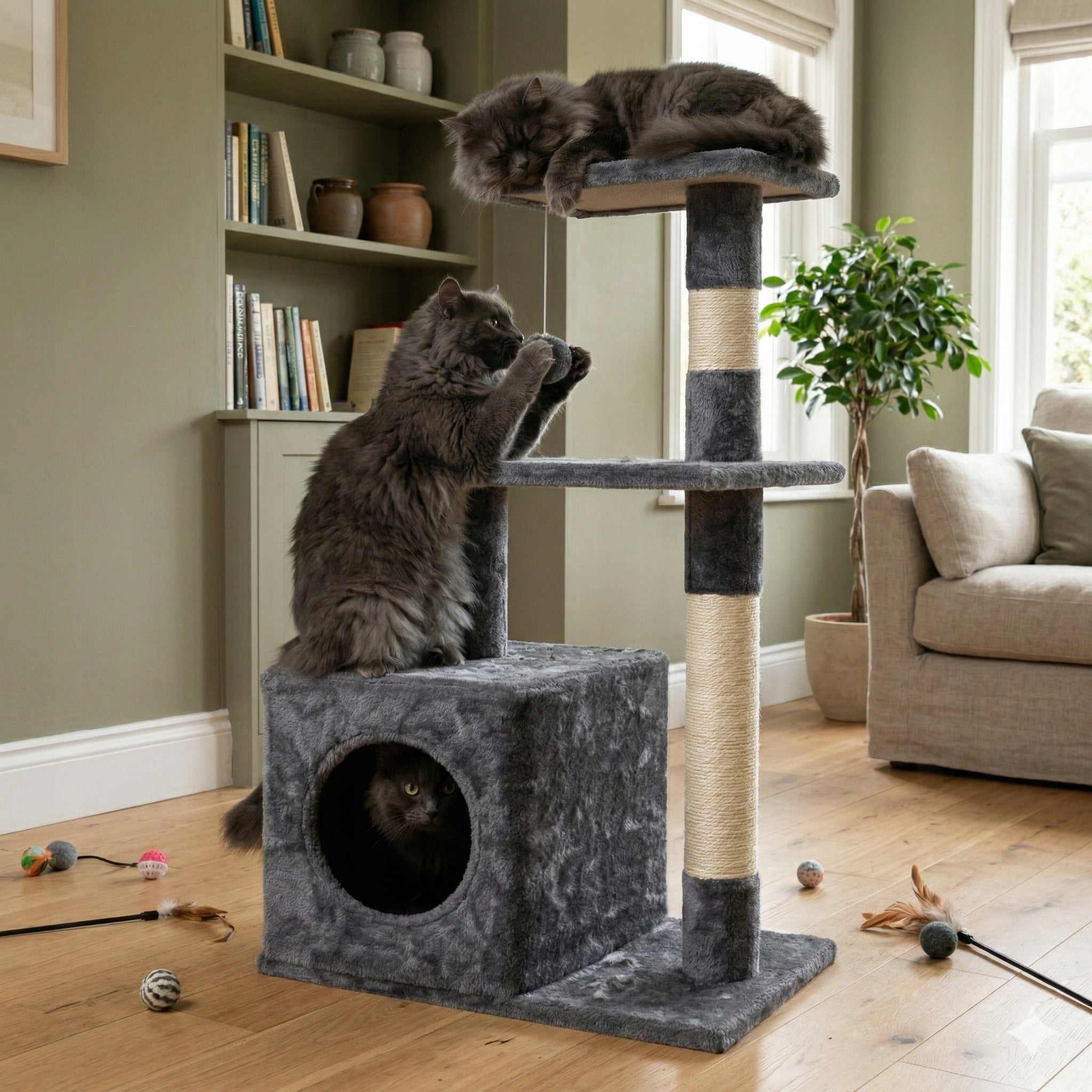 CAT SCRATCHER BED COTTAGE BOOTH TOWER SCRATCHING POST SISAL TOY Brand Be-Active.pl
