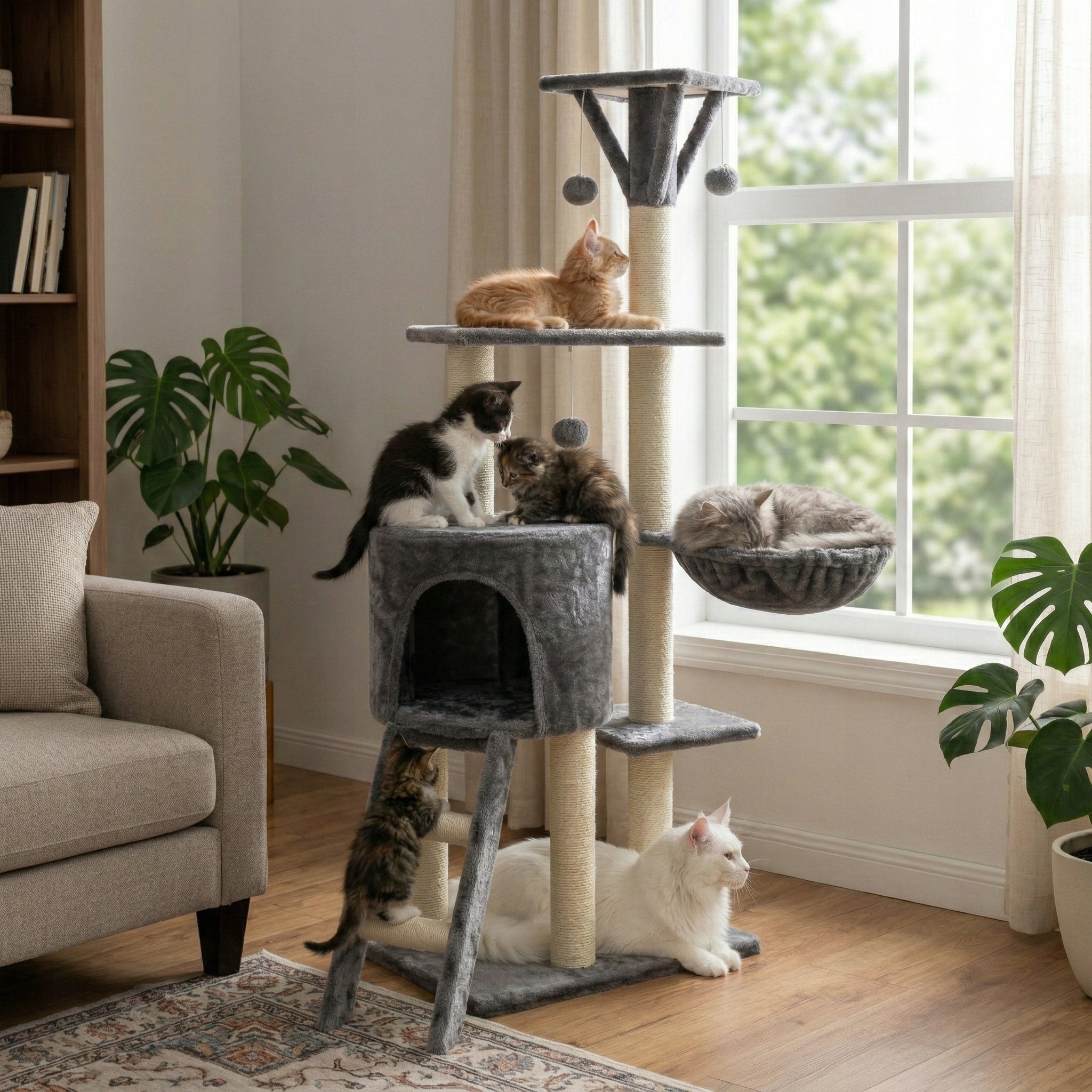 CAT SCRATCHER BED HOUSE HAMMOCK TOWER SCRATCHING POST SISAL TOY Brand Be-Active.pl