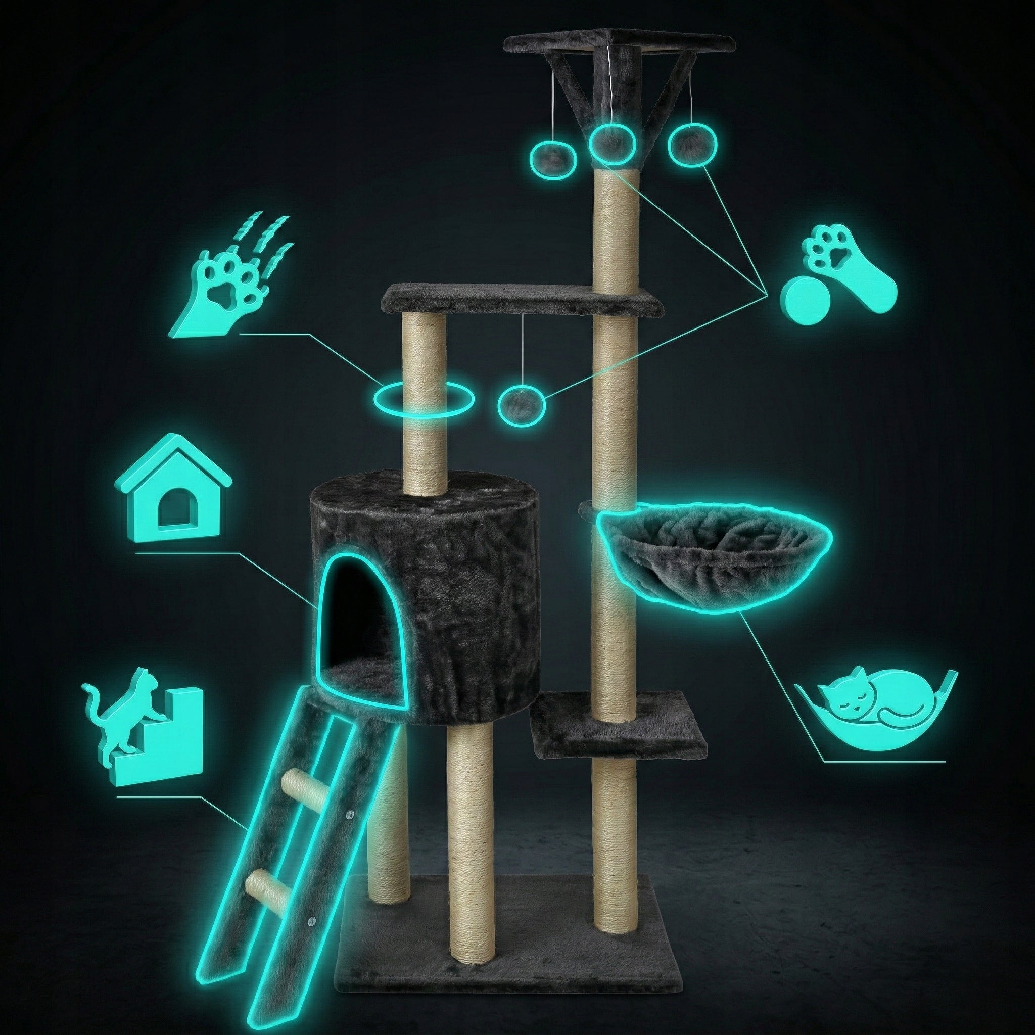CAT SCRATCHER BED HOUSE HAMMOCK TOWER SCRATCHING POST SISAL TOY Trade name DK-09 DRAPAK DLA KOTA LEGOWISKO BUDKA DOMEK HAMAK WIEŻA SŁUPEK DO DRAPANIA SIZAL ZABAWKA