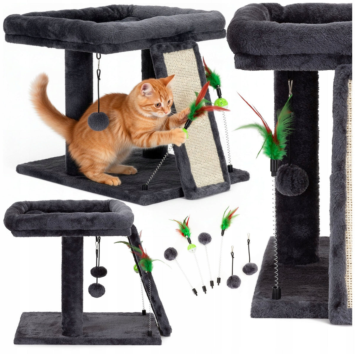 CAT SCRATCHER BED LARGE COTTAGE toy POST SISAL BOOTH 2 LEVELS