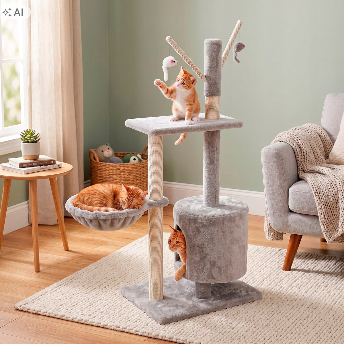CAT SCRATCHER BED LARGE COTTAGE toy POST SISAL BOOTH 4 LEVELS Packaging status original