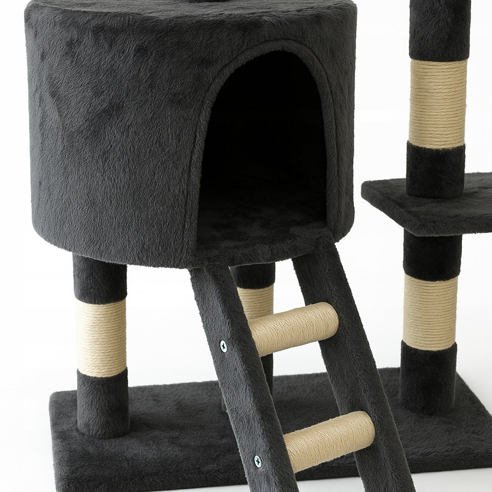 CAT SCRATCHER BED TOWER HOUSE POST TOY ON STRING GREY Packaging status original