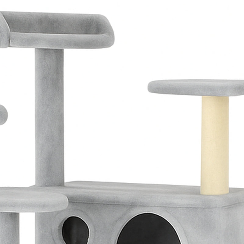 CAT SCRATCHER BED TOWER HOUSE POST TOY ON STRING GREY Packaging status original