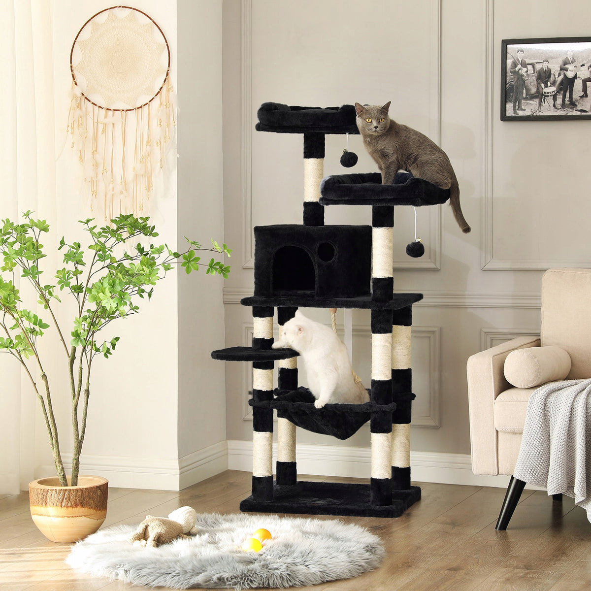 CAT SCRATCHER BLACK HOUSE BOOTH TREE TOWER XXL 143cm Manufacturer code 3611872105594