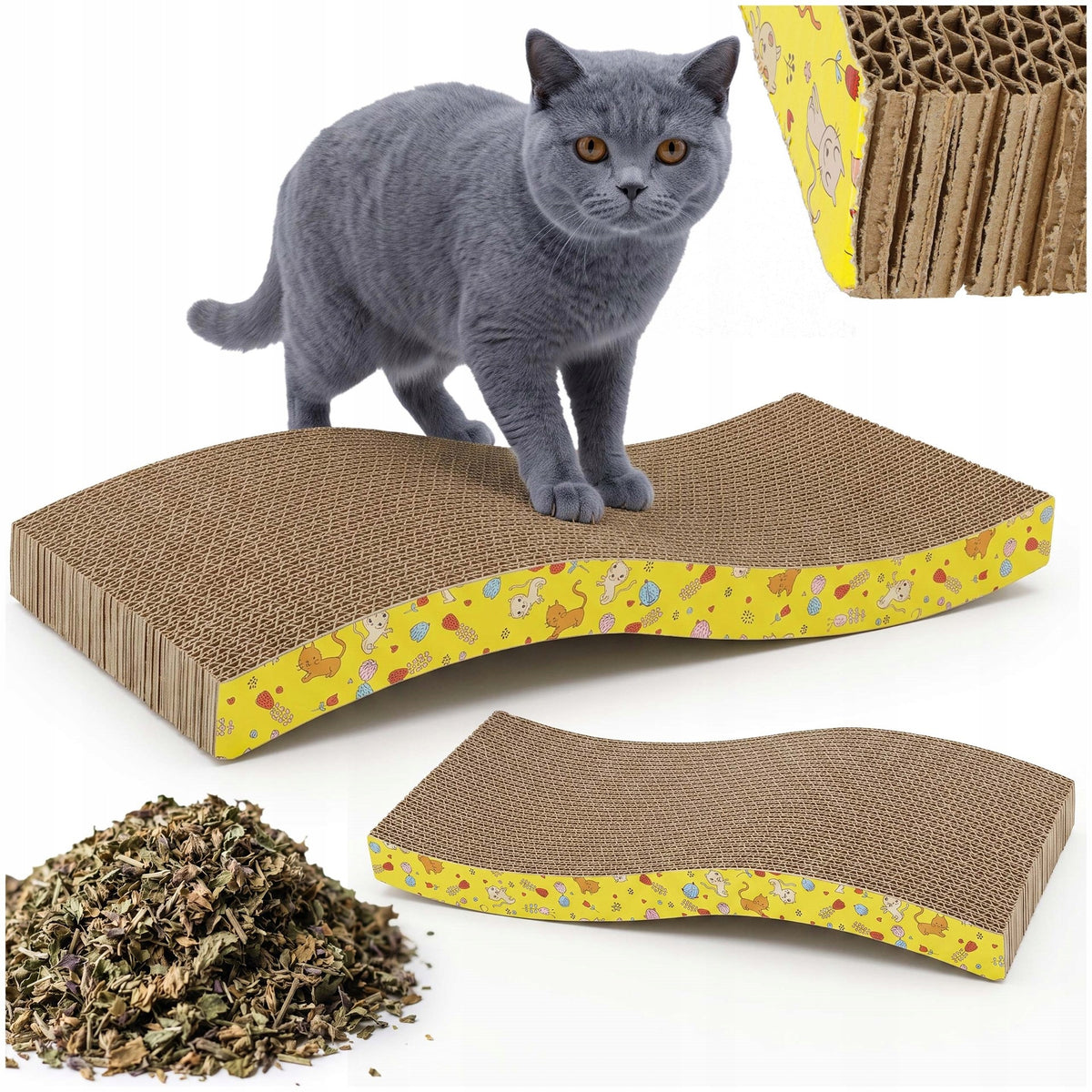 CAT SCRATCHER CARDBOARD WITH CATNIP BED WAVE OF CARDBOARD